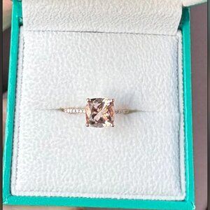 EFFY Genuine Morganite on 14k Rose Gold Cocktail Ring with 1/7 CT T.W Diamonds